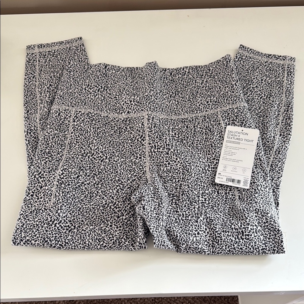 Athleta Speckled Black and White Tights